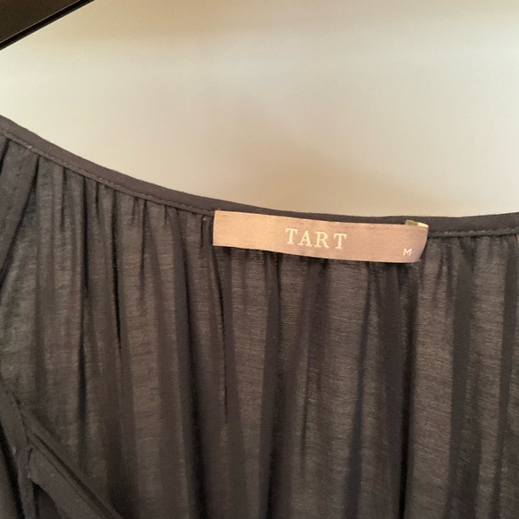 Tart Navy Blouse with Lace Trim and Tie Neck - Picture 2 of 3